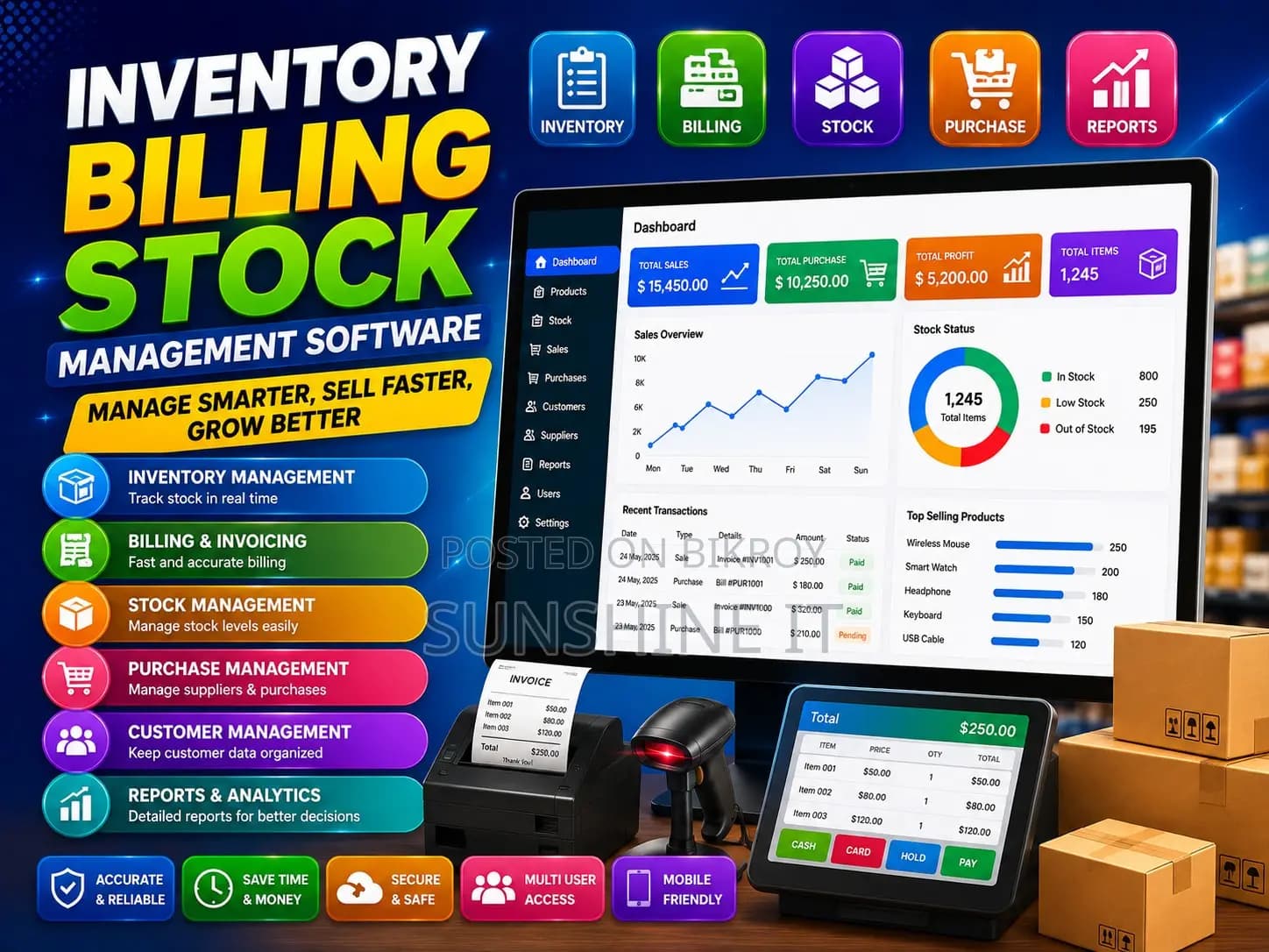Inventory and Billing Management interface preview